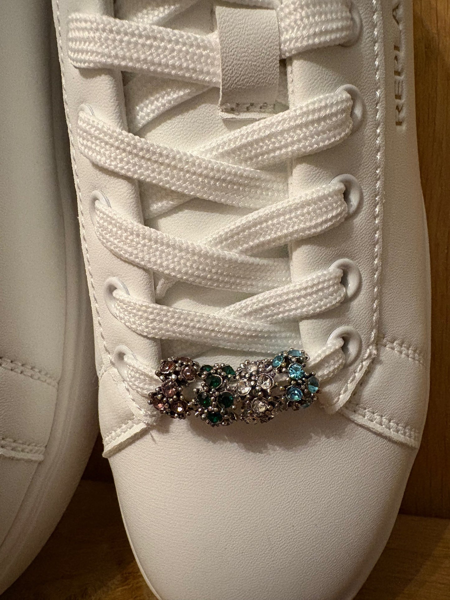 Replay Authentic resale Rhinestone white and gold platform trainer womens UK 6 no box
